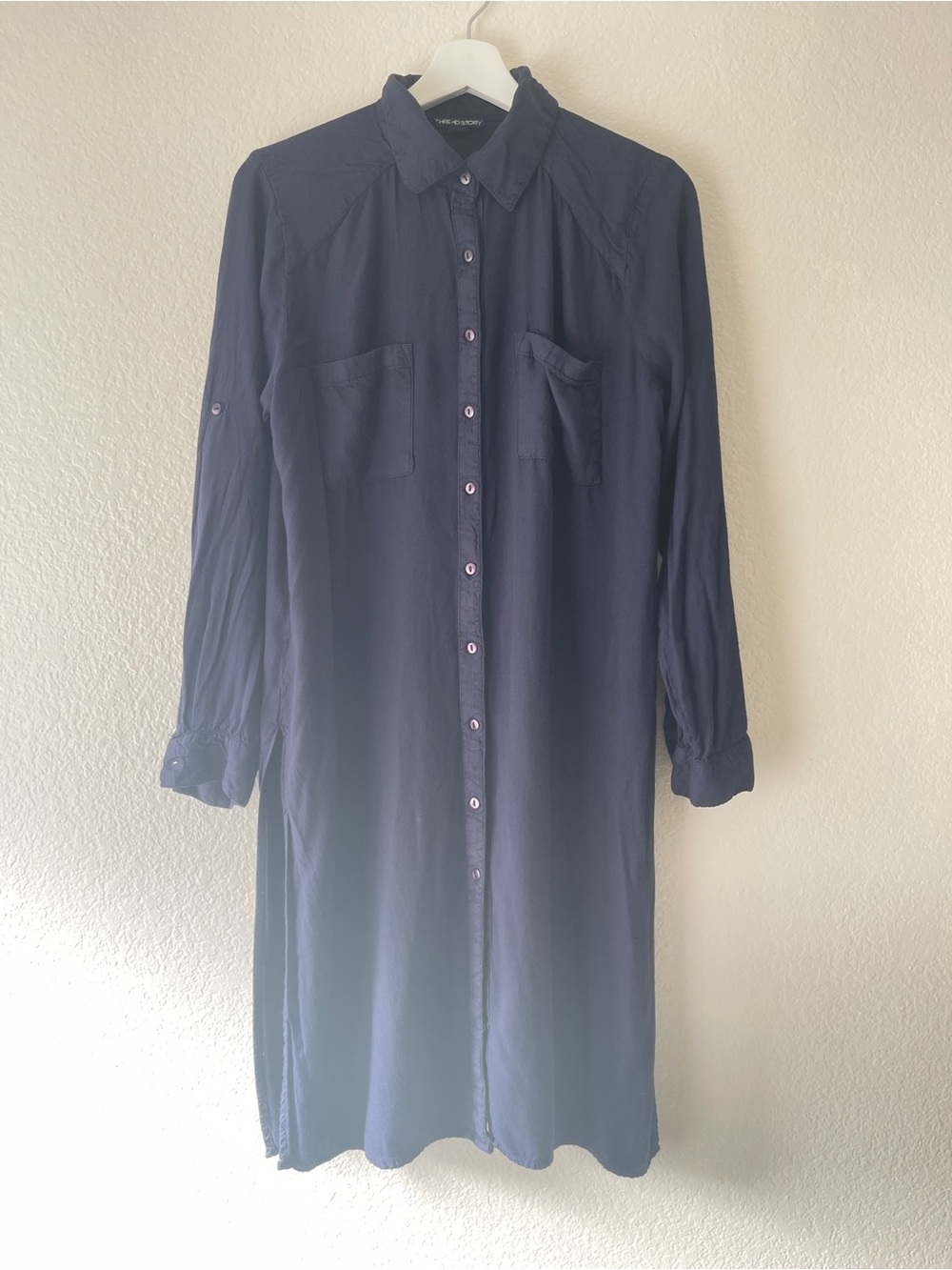 Thread Story Classic Navy Button-Down Tunic Shirt Dress